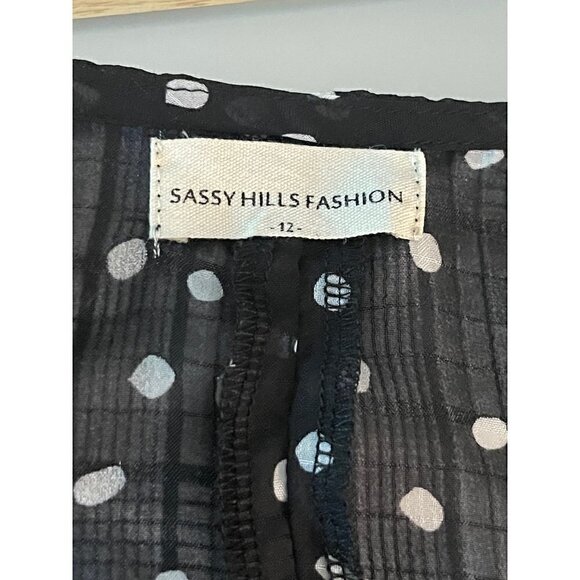 Polka Dot Sheer Long Puffy Sleeves Blouse Size 12 - Picture 11 of 11